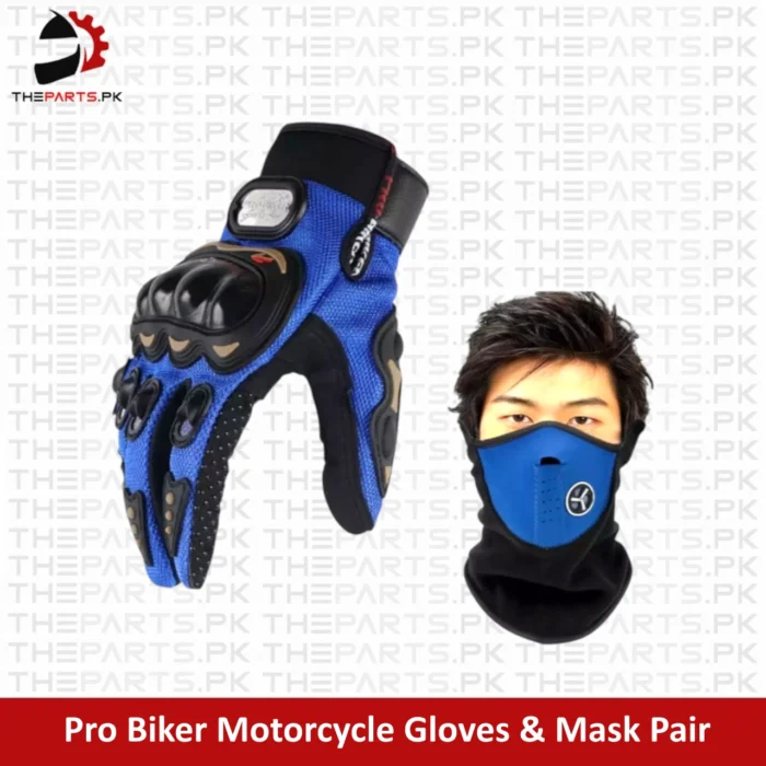 Pro Biker Motorcycle Gloves and Mask Pair